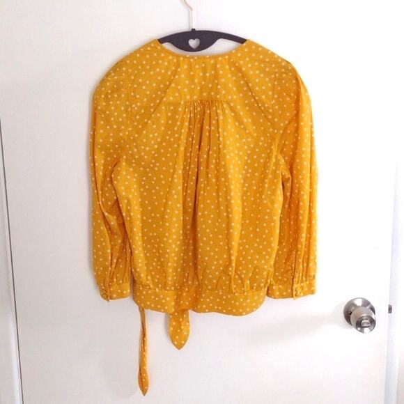 Madewell Wrap Top in Star Scatter Yellow Cotton Cropped Boho Preppy Size S - Picture 13 of 13